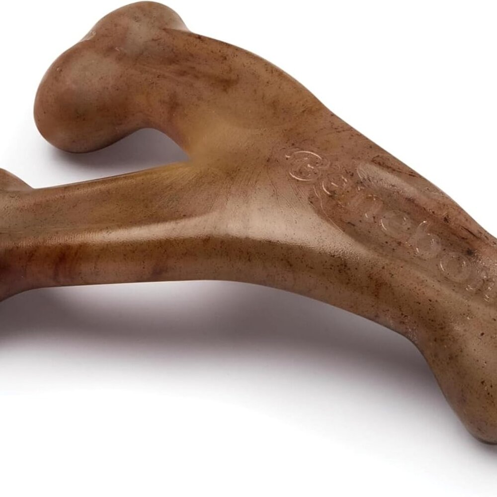 Wishbone Durable Tiny Dog Chew Toy with Real Bacon Flavor for Aggressive Chewers